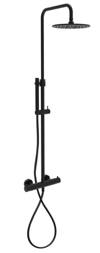 Душевая колонна Paffoni MINI BIRILLO термостатическая, в комплекте c ручным душем BIRILLO из АБС пластика и верхним душем MASTER, черный матовый (ZCOL638LIQNO)