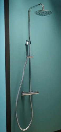 Душевая колонна Paffoni MINI BIRILLO термостатическая, в комплекте c ручным душем BIRILLO из АБС пластика и верхним душем MASTER, черный матовый (ZCOL638LIQNO)