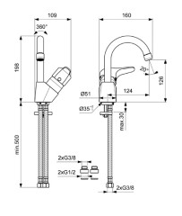 Смеситель для раковины Vidima NEXT (Vidima) Керамический картридж (BA367AA)