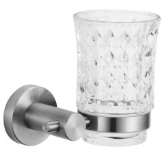 Cтакан стеклянный с настенным держателем Savol S-005658 сатин
