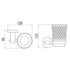 Cтакан стеклянный с настенным держателем Savol S-005658 сатин