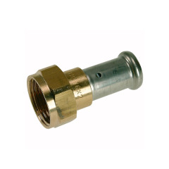 Муфта накидная гайка, плоское уплотнение, латунь пресс, 16x1/2&quot;, HENCO