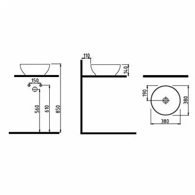 Раковина Bien MOTTO на столешницу круглая диаметр 380 мм (в комплекте с керамической накладкой)