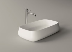 Alice Nur, накладная прямоугольная раковина с закругленными краями 60x35x14h см, цвет белый глянцевый