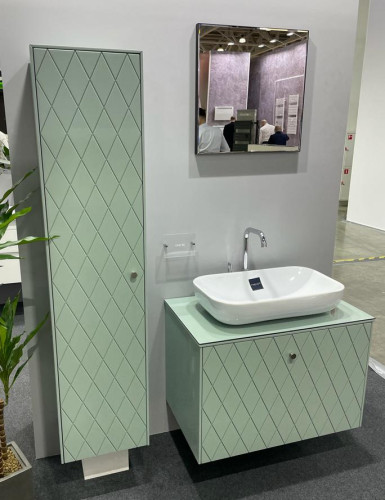 Тумба подвесная под умывальник "Infinity 60" ONE 70 зеленый матовый с двумя ящиками LEVEL