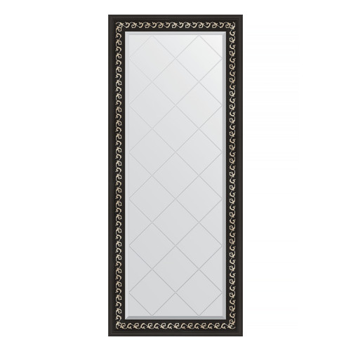 Зеркало настенное с гравировкой EVOFORM в багетной раме чёрный ардеко, 65х154 см, BY 4139