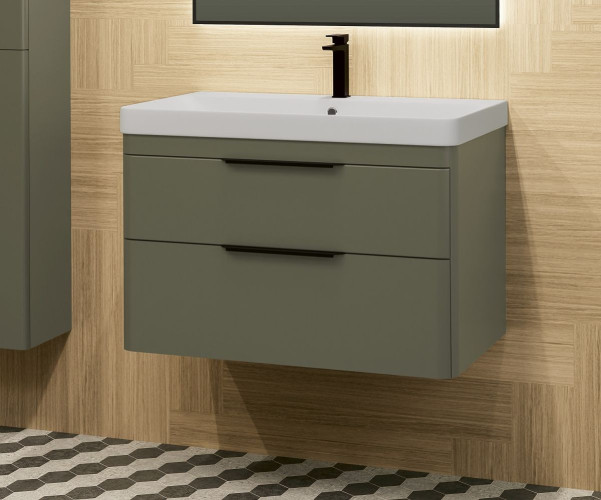 IBX ROUND, тумба под раковину 80 см, 2 ящика с ручкой хром, цвет орех