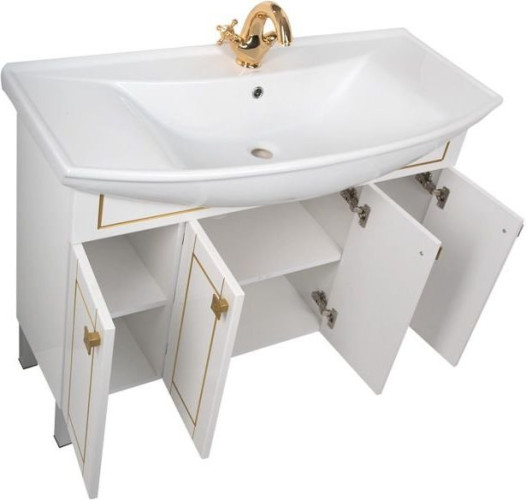 Тумба с раковиной Aquanet Честер 105 белый/золото