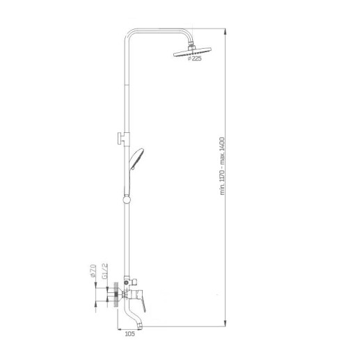 Душевая система Villagio V888-3, графит