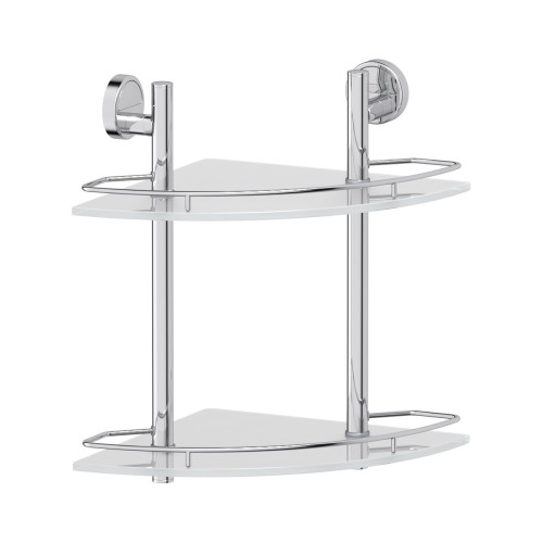 Полка угловая 2-х ярусная 28 cm (матовое стекло; хром) (FBS) LUX 072