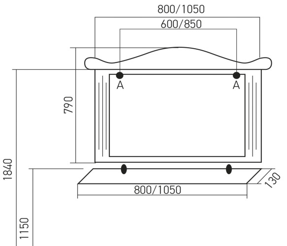 Зеркало без подсветки MIXLINE Прованс-80 белый ясень (536526)