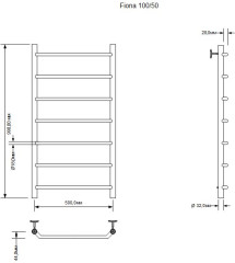 Полотенцесушитель электрический Aquanet Fiona 100х50 Тэн справа