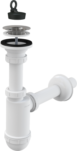 Сифон для раковины Alcadrain 32 мм, с нержавеющей peшeткой 63 мм (A411)
