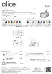 Alice Nur, подвесное биде c крепежом fix10, 57x37 см, цвет белый глянцевый
