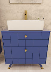 Тумба подвесная под умывальник "Олимпия 56" FOUR 70 синий матовый с двумя ящиками LEVEL