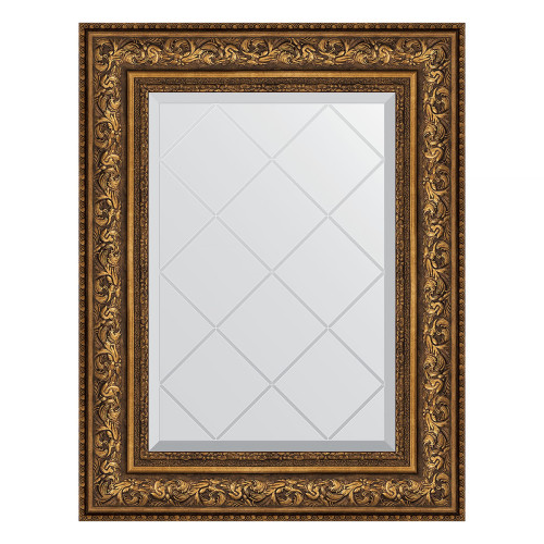 Зеркало настенное с гравировкой EVOFORM в багетной раме виньетка состаренная бронза, 60х78 см, BY 4040