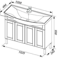 Тумба с раковиной Aquanet Честер 105 белый/серебро