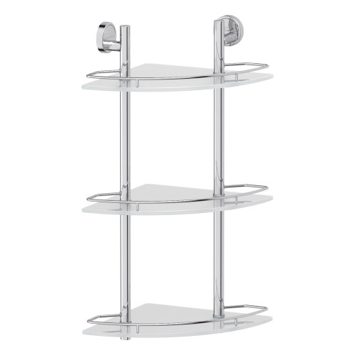 Полка угловая 3-х ярусная 28 cm (матовое стекло; хром) (FBS) LUX 073