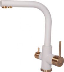Смеситель для кухни Paulmark ESSEN, белый матовый-бронза, 213011-431BR, Paulmark