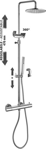 Душевая колонна Paffoni MINI BIRILLO термостатическая, в комплекте c ручным душем BIRILLO из АБС пластика и верхним душем MASTER, хром (ZCOL638LIQCR)