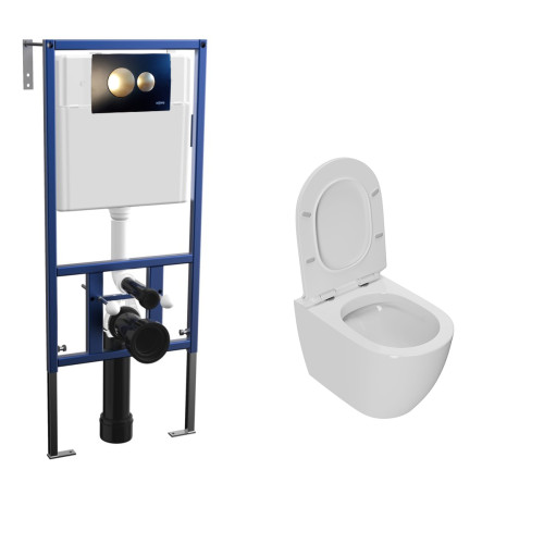 Комплект унитаза Bauedge NL0001-PRO с инсталляцией Nova NV4501 и кнопкой Nova NV7316