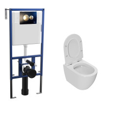 Комплект унитаза Bauedge NL0001-PRO с инсталляцией Nova NV4501 и кнопкой Nova NV7316