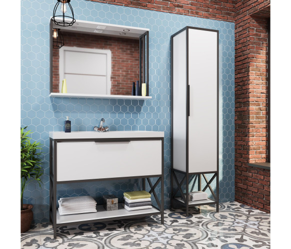 Зеркало с  подсветкой MIXLINE Бруклин-100 белый (543937)