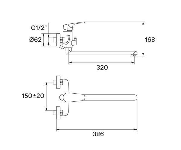 Смеситель Santek Форт для ванны длинный излив, с аксессуарами, хром (WH5A12004C001)