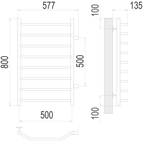 Полотенцесушитель TERMINUS Эконом Виктория П8 500х800 бп500 NEW
