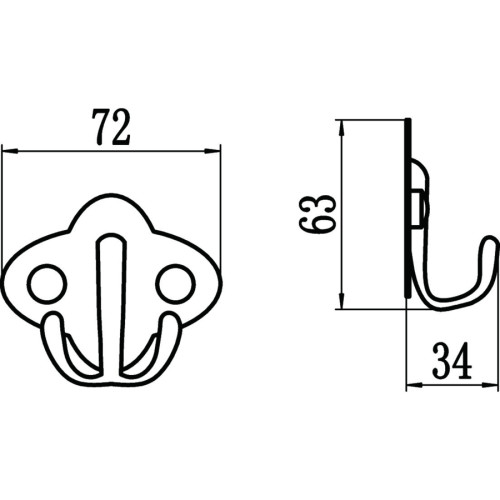 Крючок двойной Savol S-00101B хром
