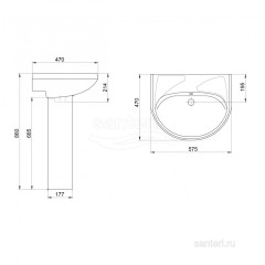 Раковина Santeri Вест с переливом б/о крап бел. 131118S0101B0