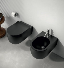 Olympia Milady, подвесной безободковый унитаз с сиденьем микролифт, цвет черный матовый