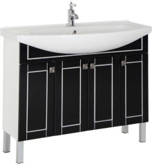 Тумба с раковиной Aquanet Честер 105 черный/серебро