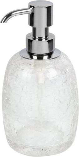 Surya Crystal, дозатор овальный 8х8хh16 см с помпой V5, прозрачное стекло, цвет хром