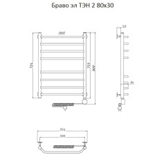 Полотенцесушитель Браво эл ТЭН 2 80*30 (ЛЦ4)