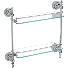 Полка прямая двойная (стеклянная) 40 см Savol S-06822A хром