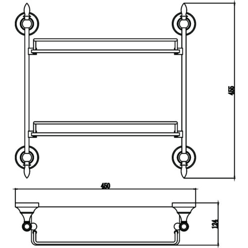 Полка прямая двойная (стеклянная) 40 см Savol S-06822A хром