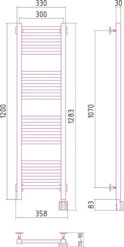 Электрический полотенцесушитель Сунержа Модус 1200х300 скрытое подключение