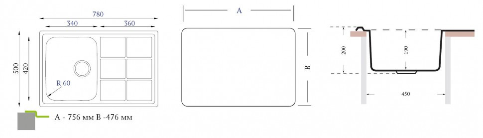 Кухонная мойка Florentina Профи PR.780.500.В.10