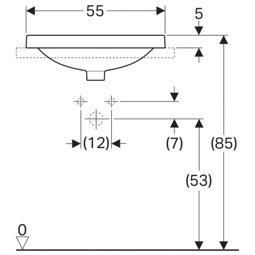 Раковина встраиваемая сверху Geberit VariForm 51х40х17.8, фаянс, цвет Белый (500.736.01.2)