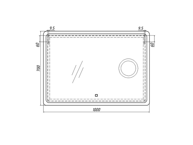 Зеркало Dream 100 alum (линза) с подсветкой Sansa