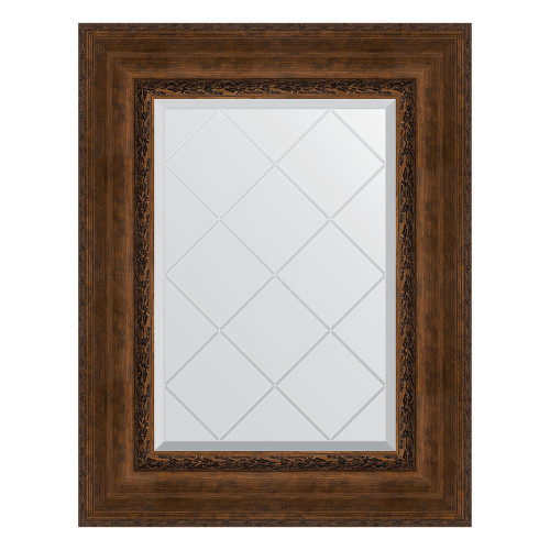 Зеркало настенное с гравировкой EVOFORM в багетной раме состаренная бронза с орнаментом, 62х80 см, BY 4042