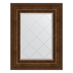 Зеркало настенное с гравировкой EVOFORM в багетной раме состаренная бронза с орнаментом, 62х80 см, BY 4042