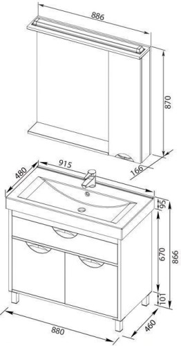 Мебель для ванной Aquanet Гретта 90 светлый дуб
