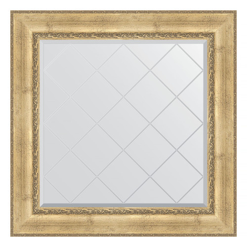 Зеркало настенное с гравировкой EVOFORM в багетной раме состаренное серебро с орнаментом, 92х92 см, BY 4342