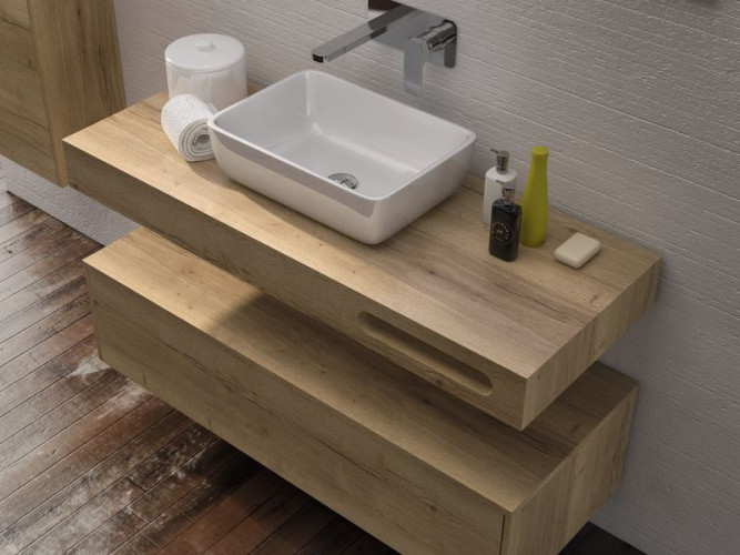 IBX RUT, столешница Cannes 100 см с вырезом под полотенцедержатель справа, цвет галифакс