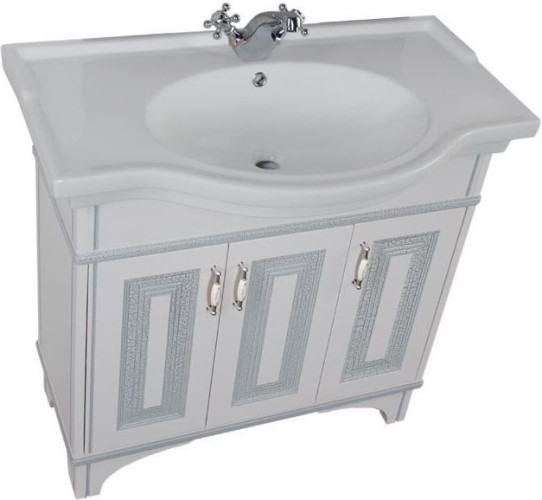 Тумба с раковиной Aquanet Валенса 100 белый краколет/серебро