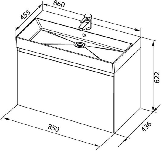 Тумба с раковиной Aquanet Йорк 85 белый