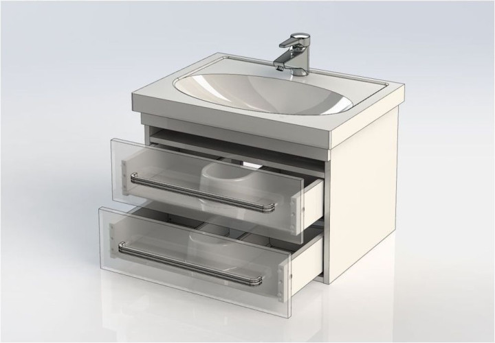 Тумба с раковиной Aquanet Сиена 60 белый (подвесной 2 ящика)