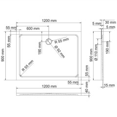 Душевой поддон WasserKRAFT Berkel 48T07 120x90x4